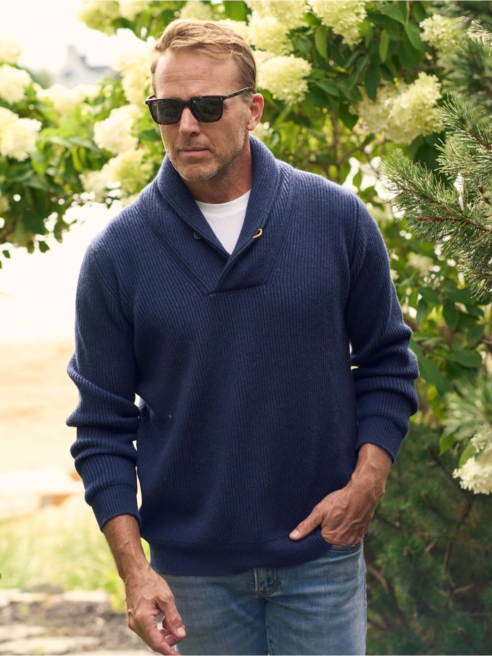 St. John's Bay Navy Shawl-Collar Turtleneck Sweater